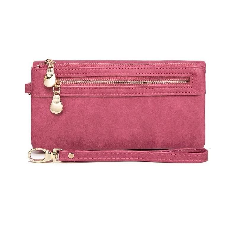Large Capacity Womens Leather Wallet with Double Zipper