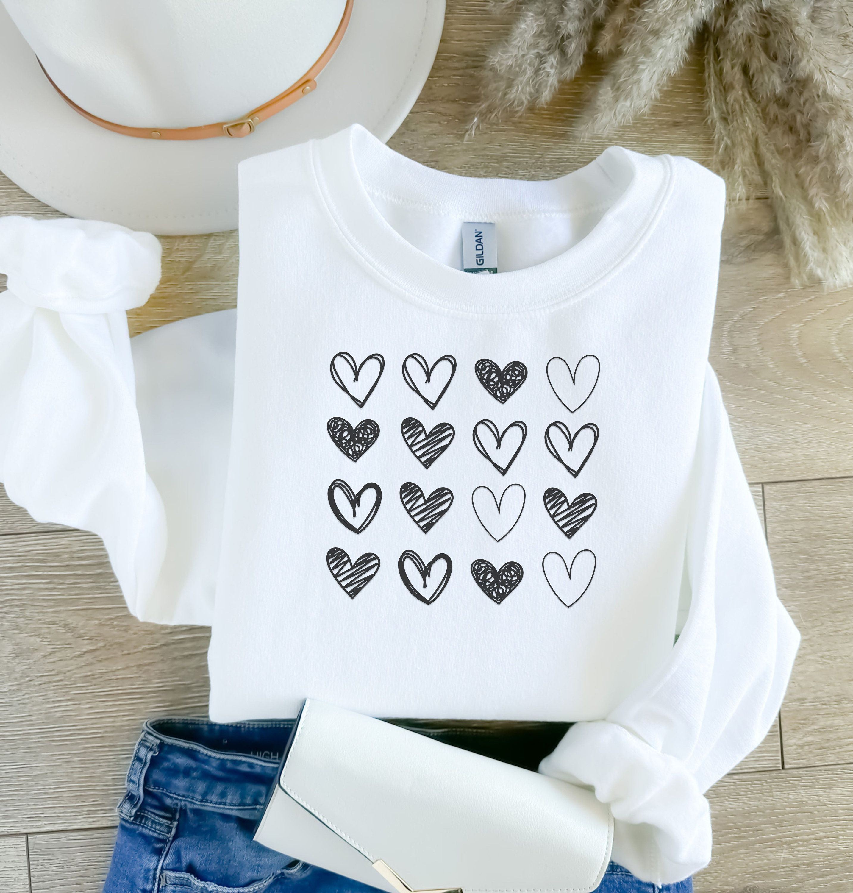 Womens Valentines Heart Sweatshirt Cute Love Crewneck Pullover Teacher Valentine Shirt