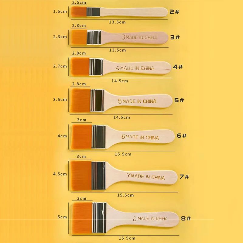 ProArt 7 Piece Flat Paint Brush Set Soft Nylon Precision Brushes