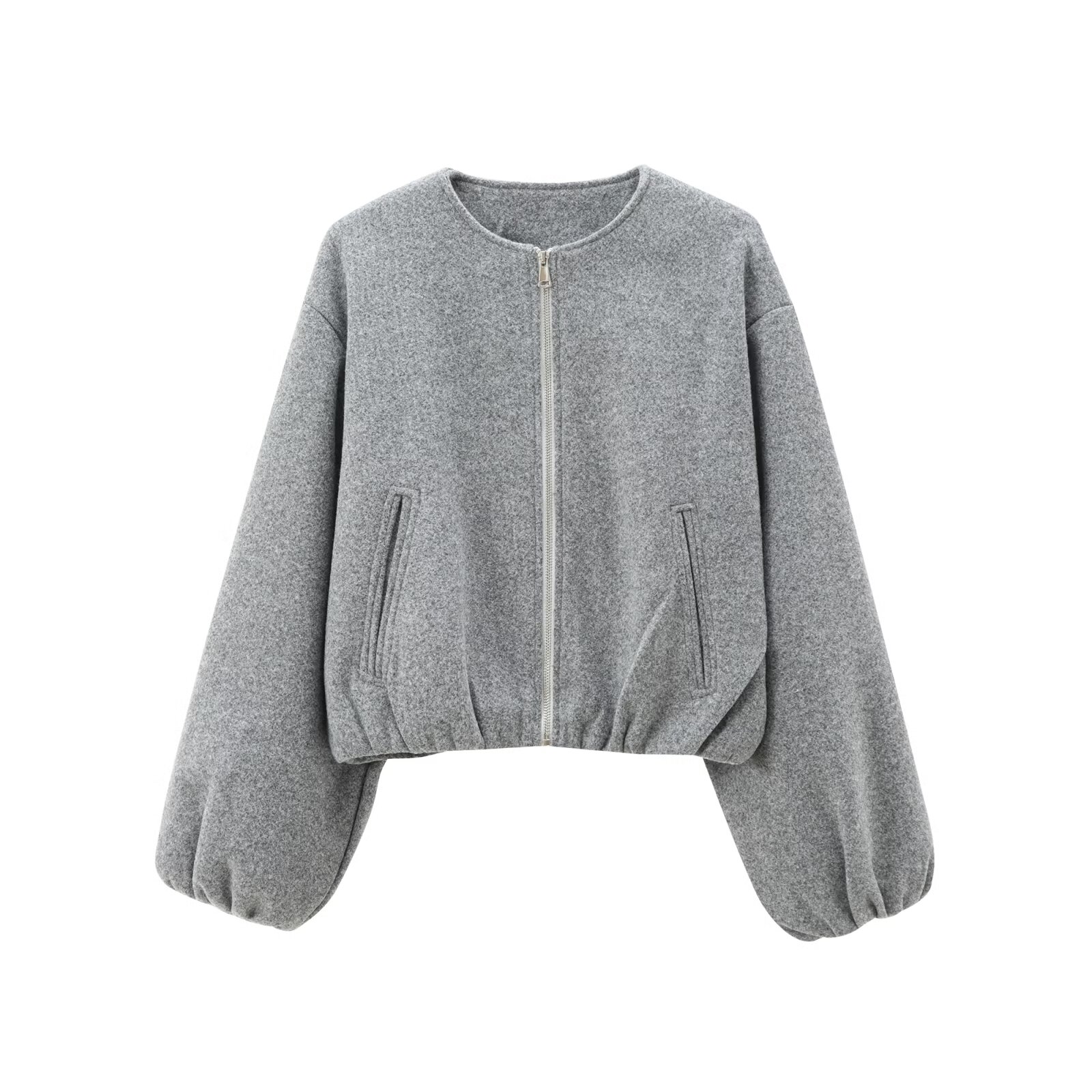 Red Zipper Bomber Jacket for Women, Soft Cropped Jacket, Long Sleeve Sports Style, New Outerwear