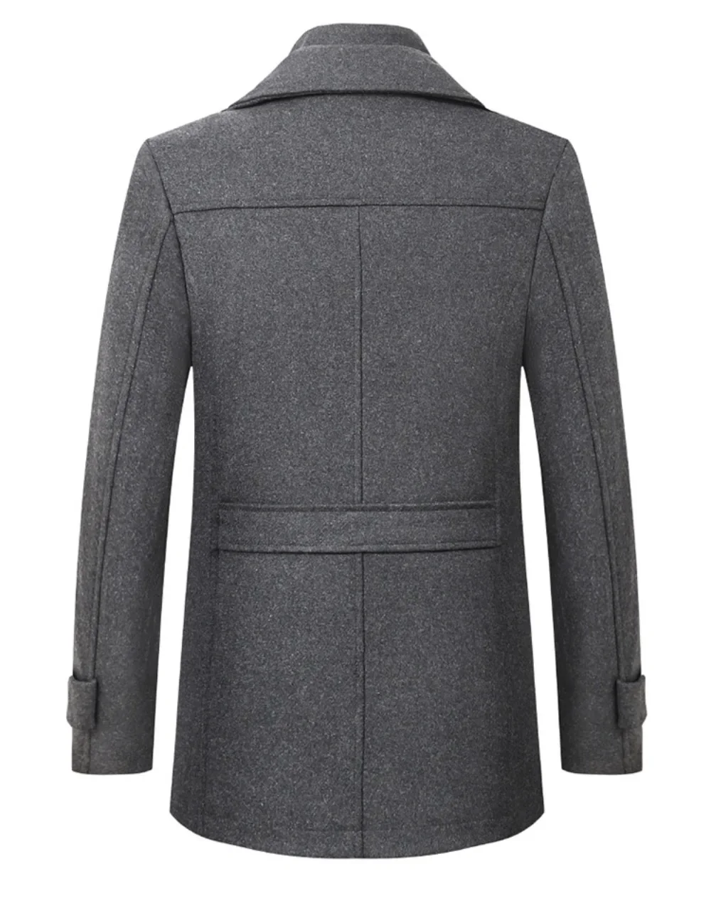 Mens Woolen Pea Coat 2023 Autumn Winter, Double Collar Overcoat for Men, Stylish Warm Menswear Trench Coat