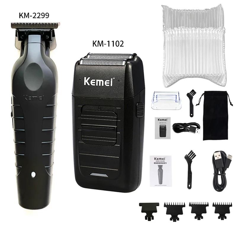 Professional Mens Hair Clipper Kit Rechargeable Electric Trimmer and Shaver