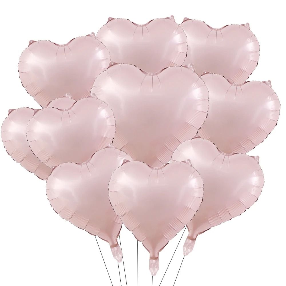10-Piece 18-Inch Heart Foil Balloons | Pink & Sage Green Set
