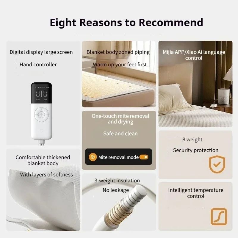 Xiaomi Mijia Premium Electric Heating Blanket & Heated Mattress Pad – Single 1.8x0.8m Winter Bed Warming Solution