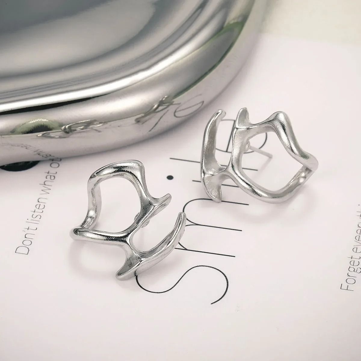 Punk Irregular Liquid Metal Ear Clips