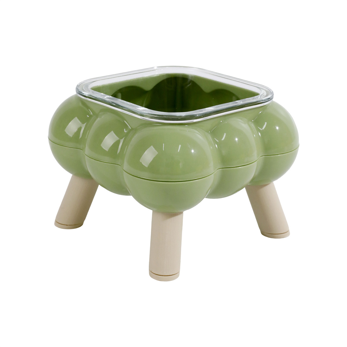 Elevated Cat Feeding Bowl Glass, High-Legged, Easy to Clean