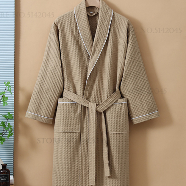 Cotton Couple Robe Waffle Bathrobe Gown, Yukata , Women Sleepwear, Casual Home Clothes, Spring Summer Loungewear