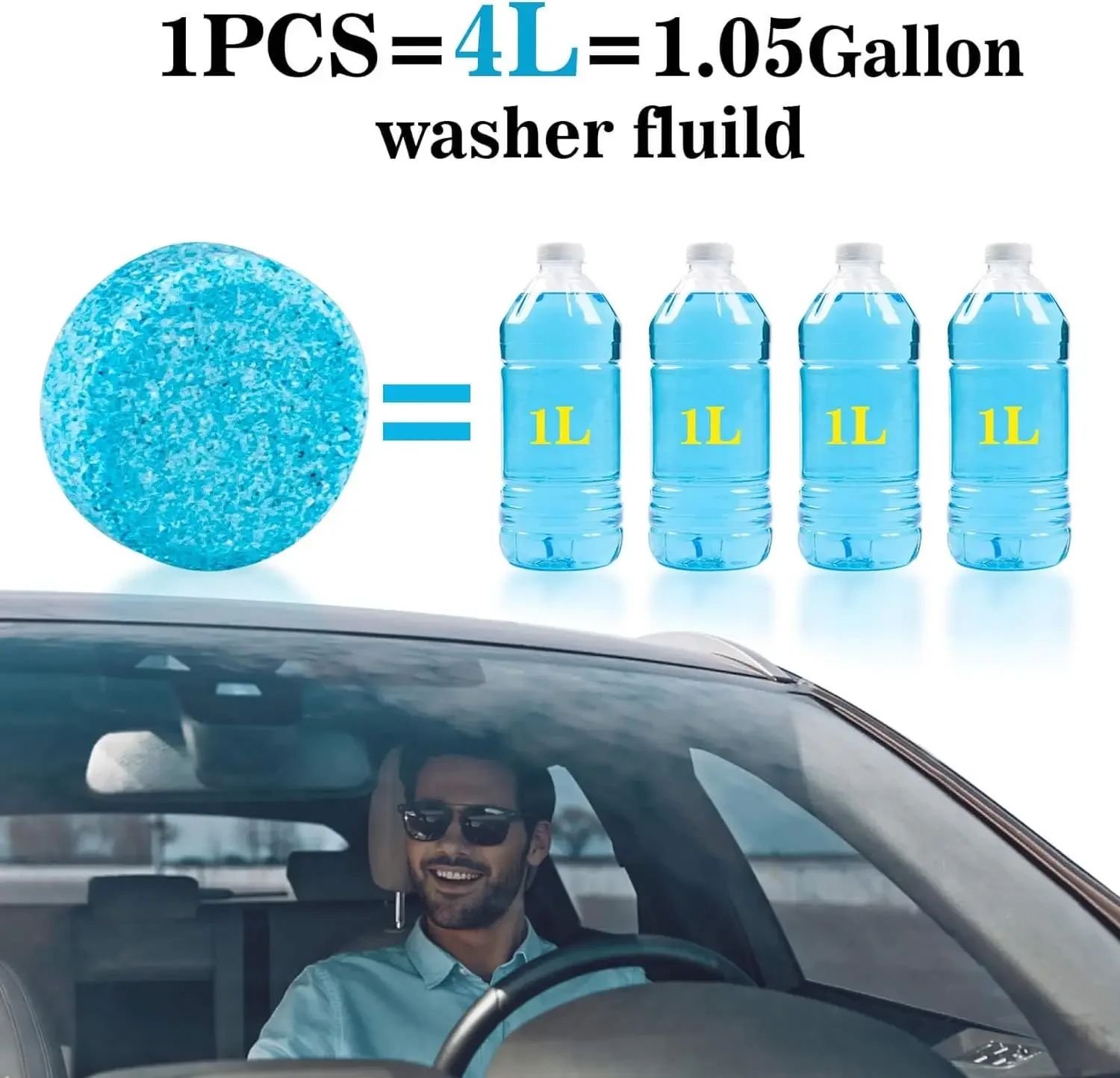 Effervescent Windshield Washer Fluid Tablets – Concentrated Car & Glass Cleaning Tablets