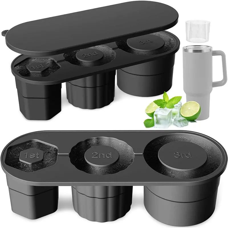 Stanley Tumbler Ice Cube Tray with Lid – Silicone Ice Mold for 20oz, 30oz & 40oz Cups