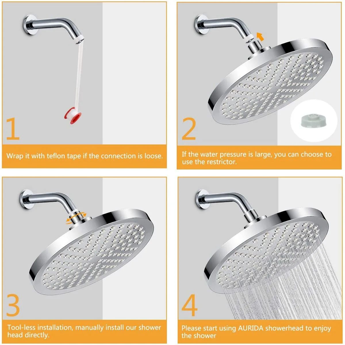High Pressure Shower Head Set with Extension Rod Bathroom System
