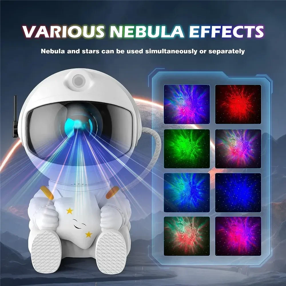 Galaxy Star Projector Night Light with Astronaut, LED Starry Sky Projector Lamp for Bedroom, Kids Room Decor, Children's