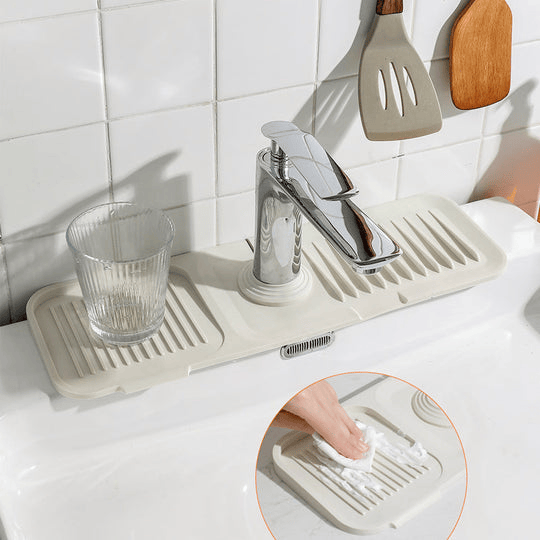 Silicone Draining Mat, Kitchen Sink Faucet Splash Guard Behind Faucet, Longer Faucet Draining Mat