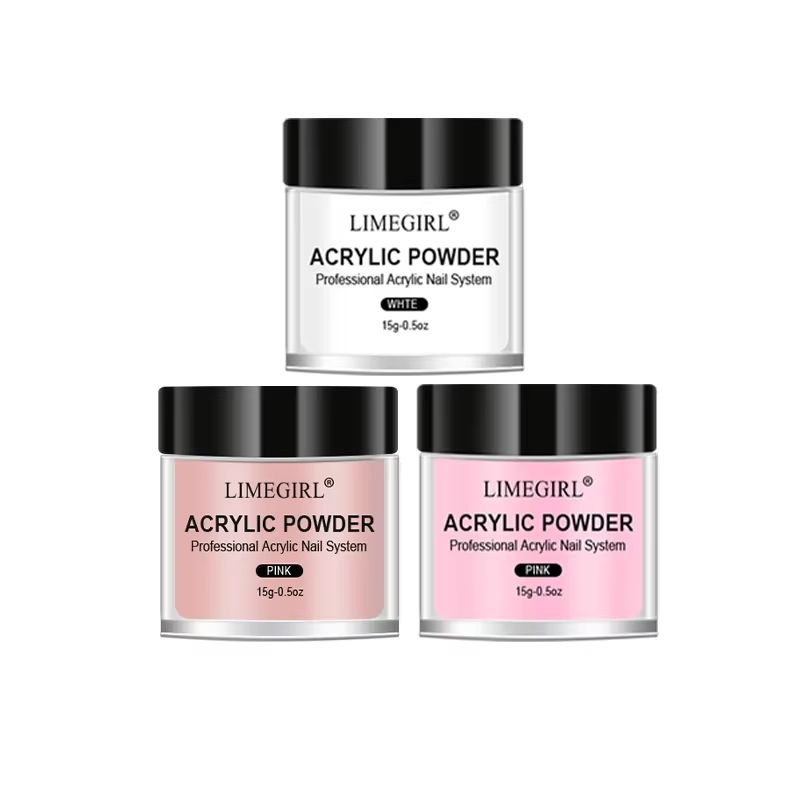 40ml Crystal Liquid & 45ml Acrylic Powder Nail Kit – Beginner Acrylic Nail Set (Pink, White, Transparent)