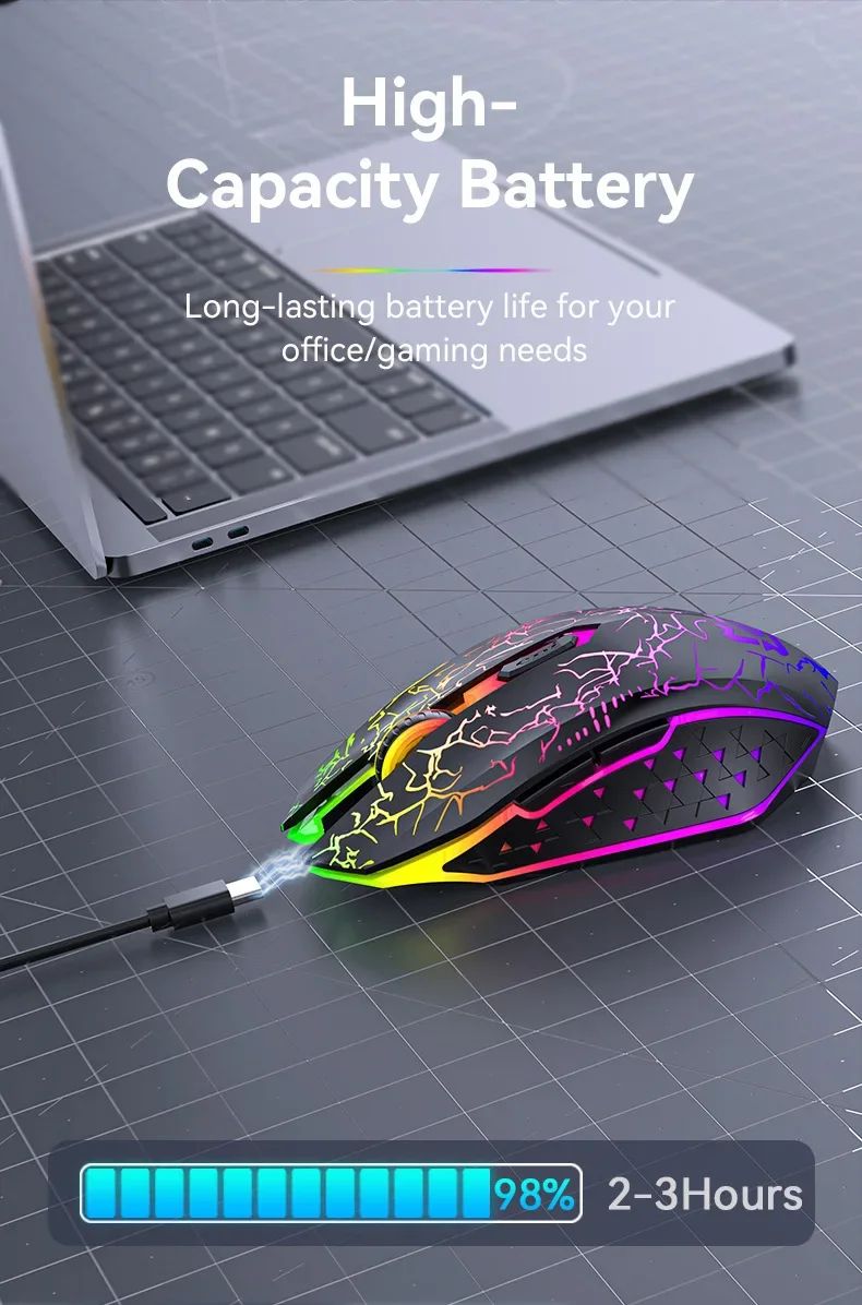 GlowSilent Dual-Mode Bluetooth 5.2 Wireless Gaming Mouse with RGB Backlight
