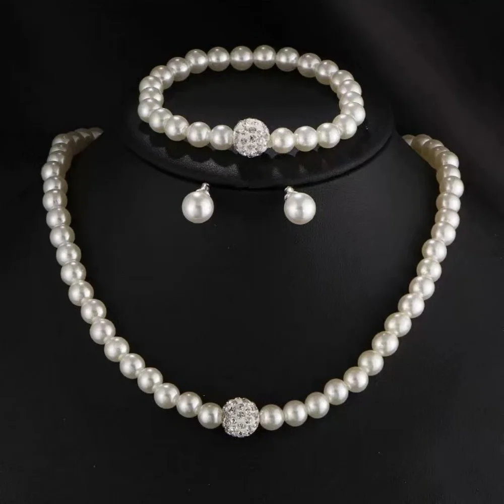 Elegant Bridal Jewelry Gift Fireball Necklace Bracelet Earring Stud Jewelry Set Silver Color Crystal Stone