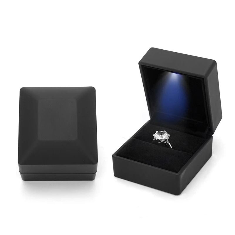 LED Lighted Jewelry Box – Heart & Square Velvet Proposal Cases