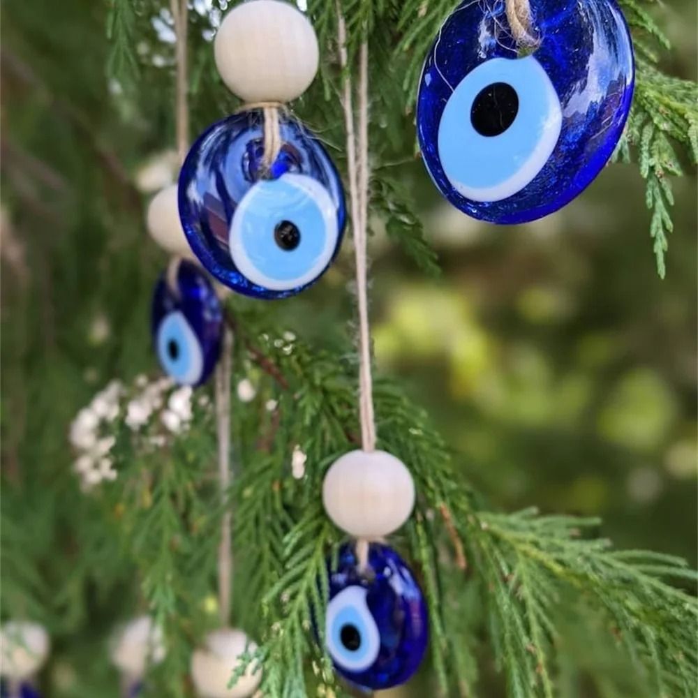 Turkish Evil Eye Glass Wall Hanging | Traditional Blue Nazar Amulet for House Protection