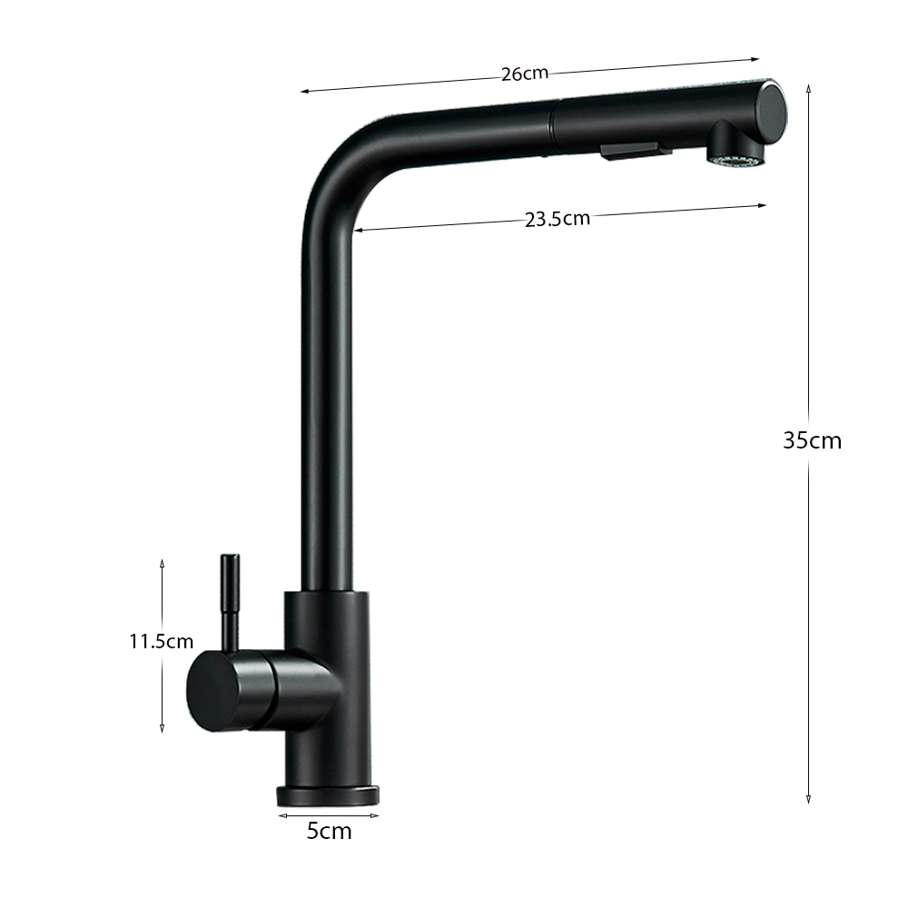 Stainless Steel Pull Out Kitchen Sink Faucet Hot Cold Water Mixer Tap with Two Mode Stream Sprayer Nozzle