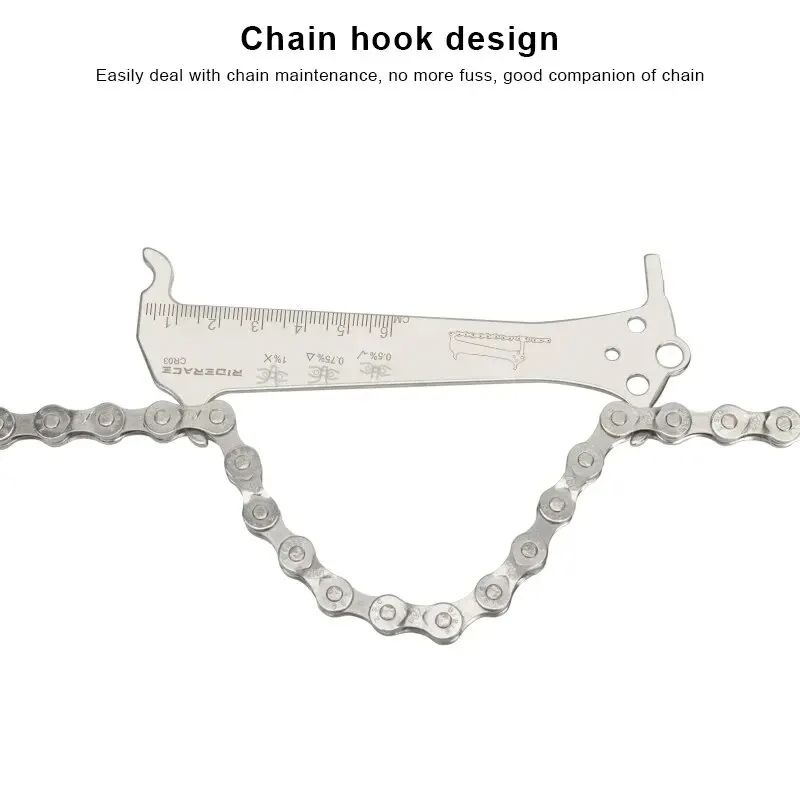 Stainless Steel Bicycle Chain Wear Indicator Ruler Tool, Chain Gauge Measurement Checker for Mountain & Road Bike Repair