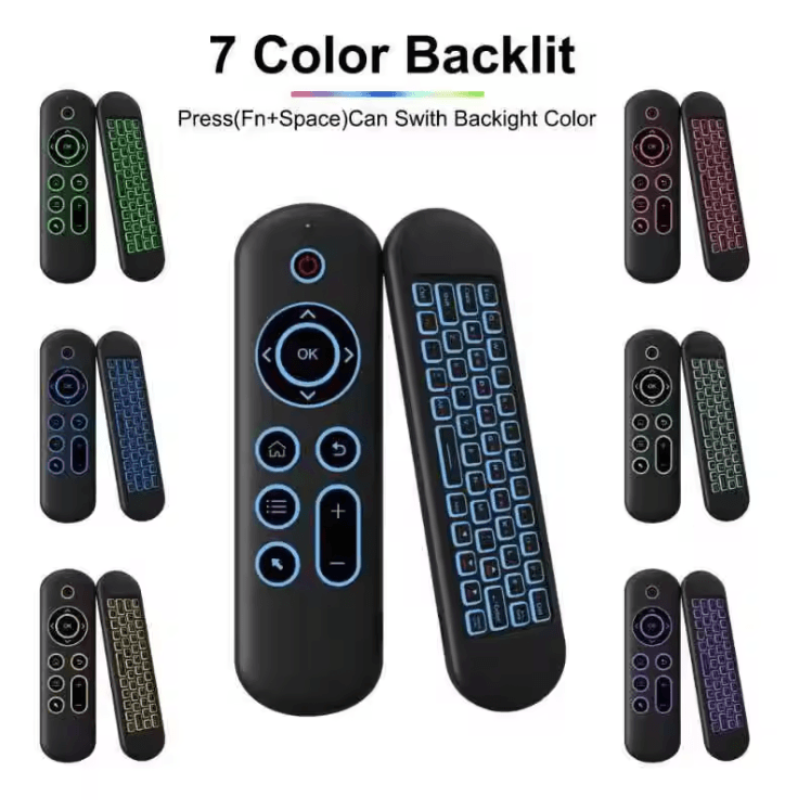 Wireless Air Mouse Remote with Mini Keyboard and 7 Color Backlight for Smart TV and PC