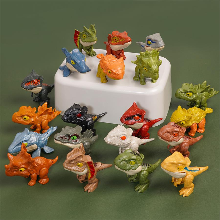 Funny Mini Cartoon Dinosaur Toy Plastic Tyrannosaurus Finger Puppet, Jointed Animal Hand Doll Prop