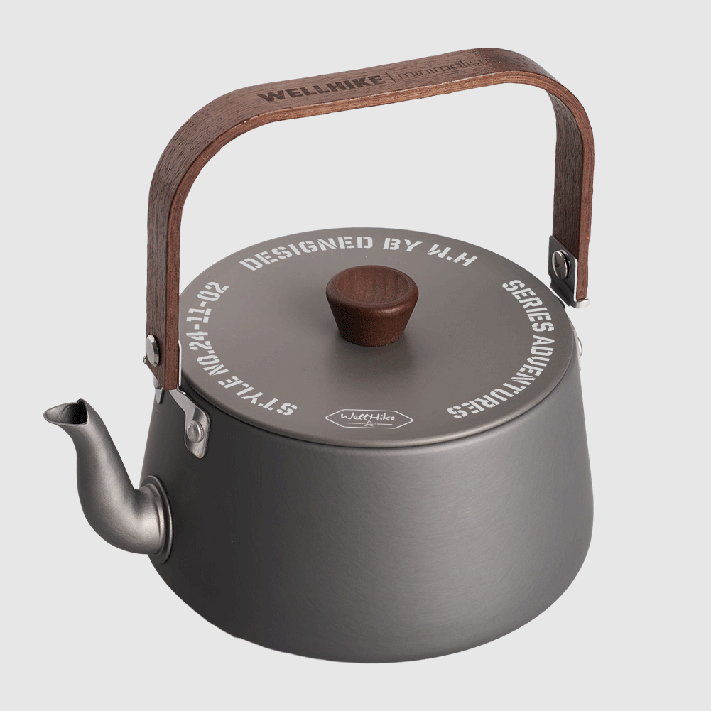 Portable Camping Kettle with Wooden Handle Lightweight Outdoor Teapot Coffee Pot