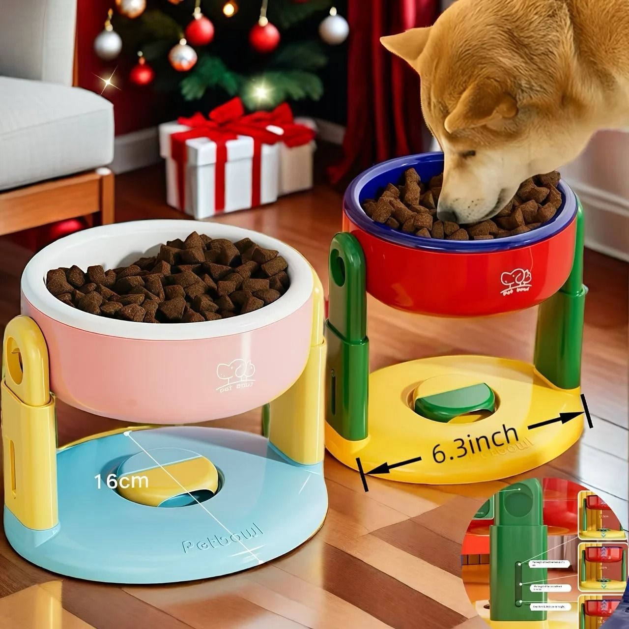 Adjustable Raised Pet Bowl For Dogs And Cats