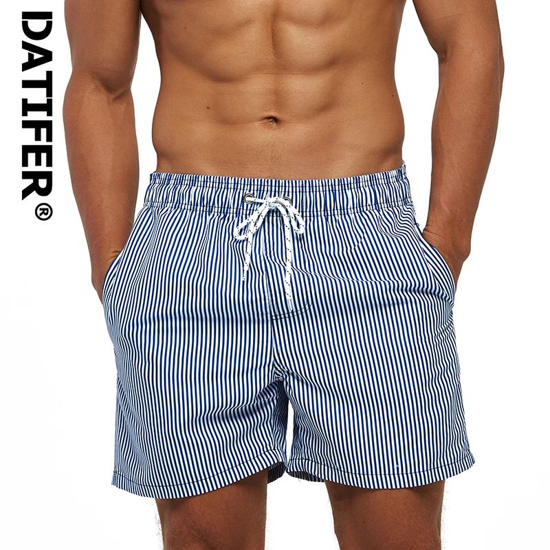 DATIFER Men's Beach Print Swim Shorts – Quick Dry Surf Swim Trunks with Pockets