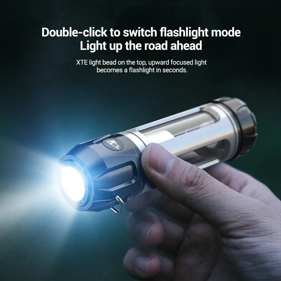 Rechargeable Dual Light Source Camping Lantern with Infinite Dimming and Type C Charging
