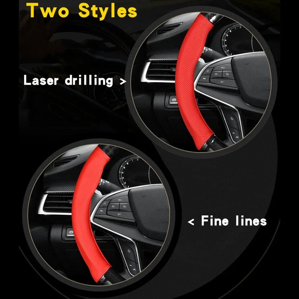 Carbon Fiber Leather Car Steering Wheel Cover Anti Slip Universal Fit