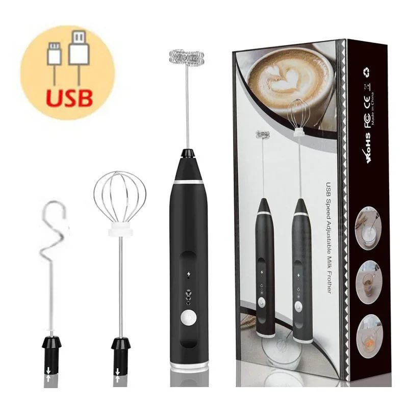 USB Rechargeable Handheld Milk Frother Wand – Electric Coffee & Matcha Foamer Whisk Mixer