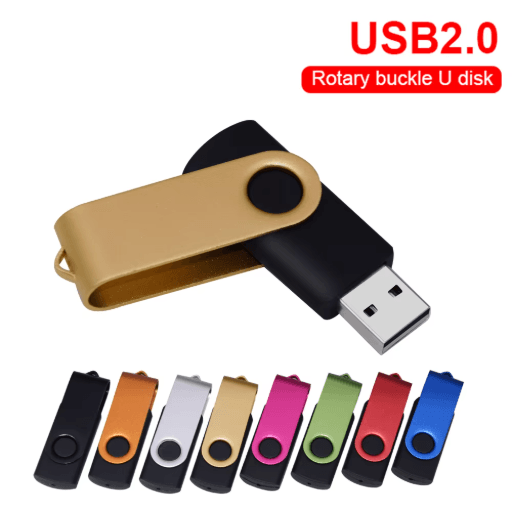 Rotatable USB 2.0 Flash Drive Waterproof Memory Stick (8GB–128GB)