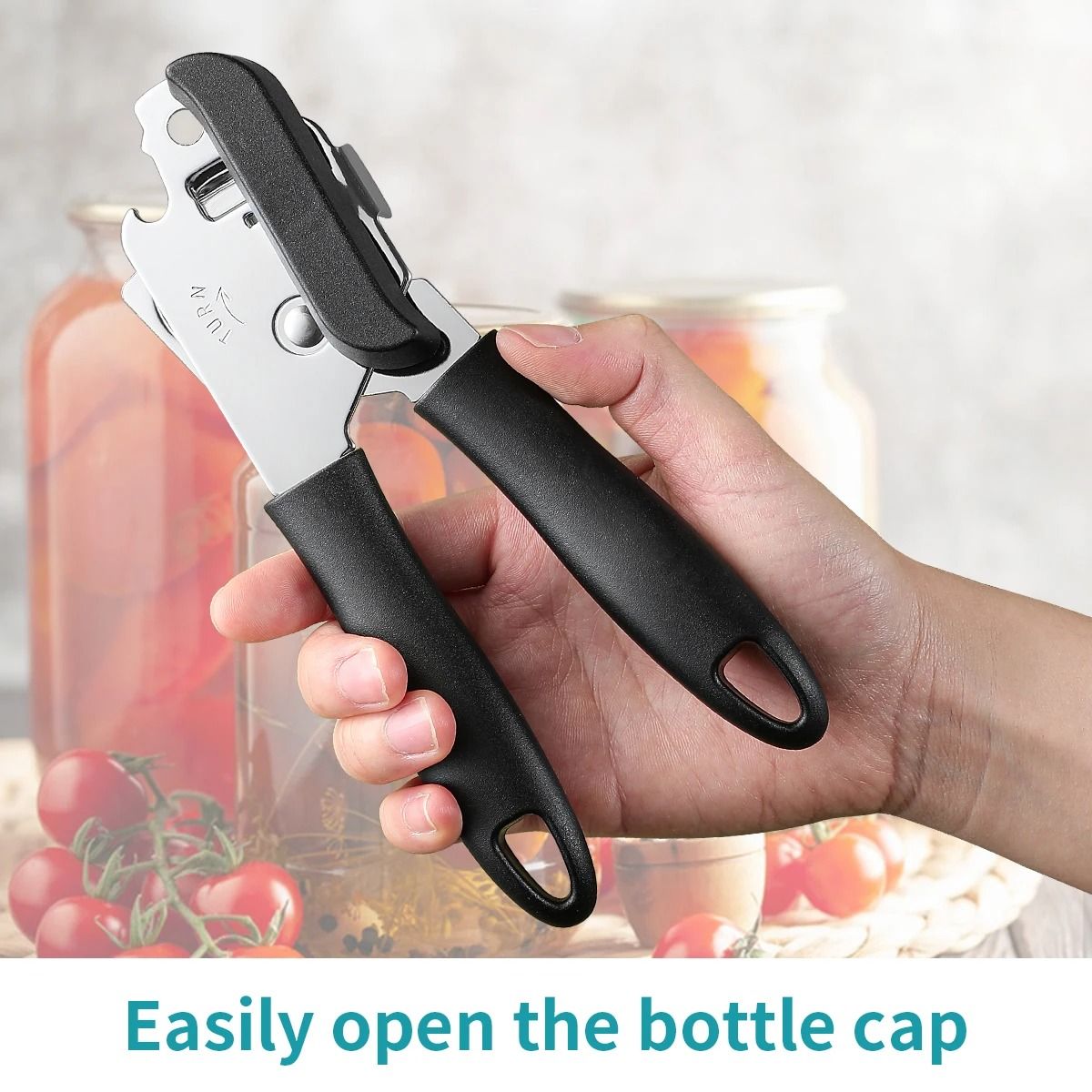 EasyGrip Stainless Steel Manual Can Opener with Ergonomic Handle