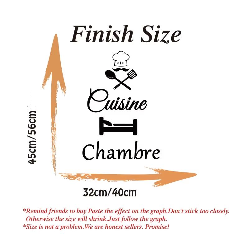 French Kitchen Door Sticker Decor Elegant Chef Wall Decal for Kitchen Bedroom