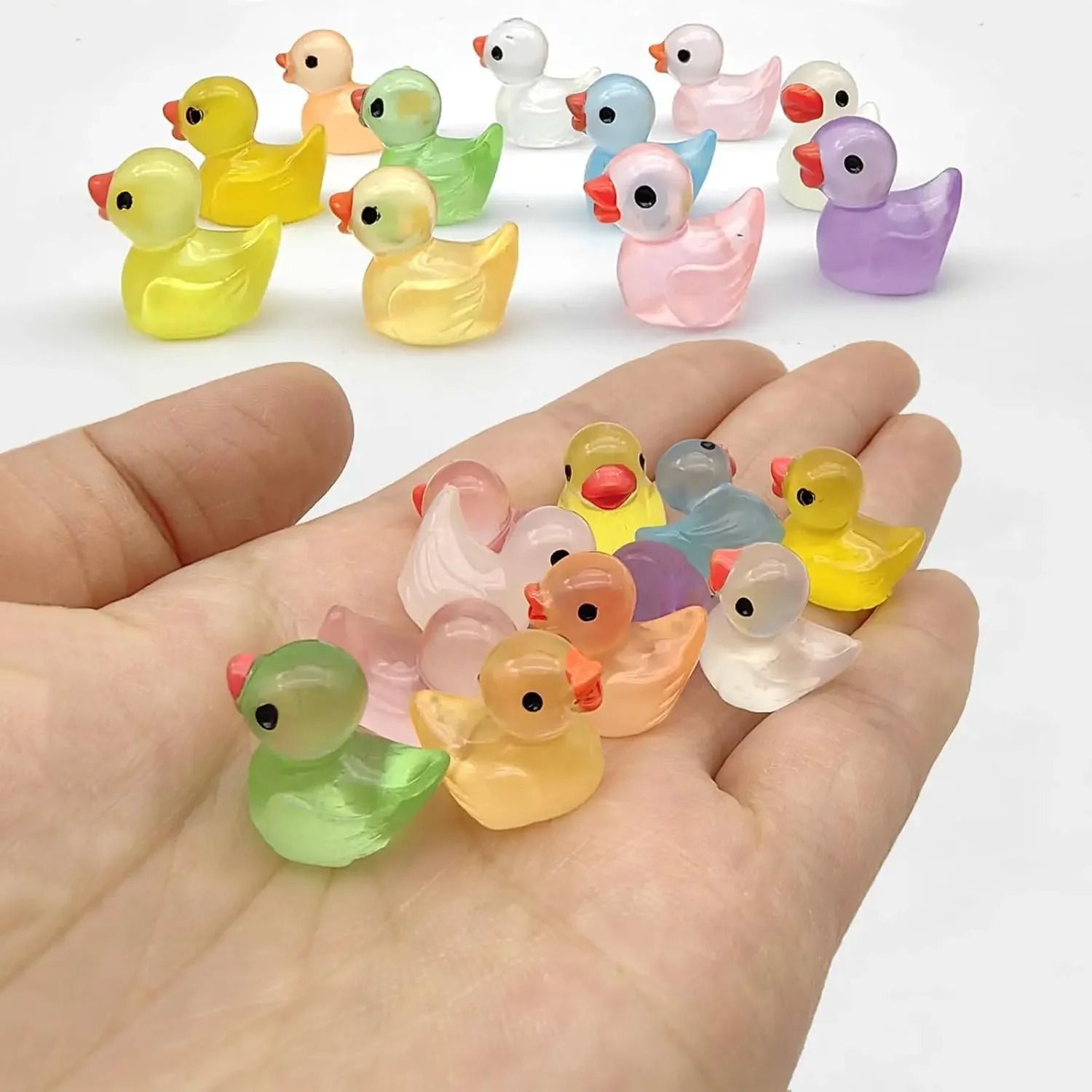 Luminescent Micro-Duck Collection Glow-in-the-Dark Landscape Sculpture