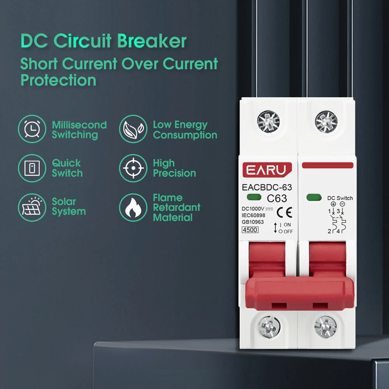 SolarGuard DC1000V Mini Circuit Breaker for Solar Panel Systems and Overload Protection