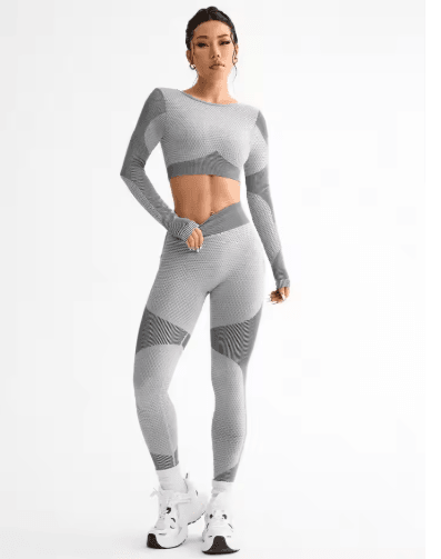 2-Piece Seamless Womens Yoga & Running Set Breathable Fitness Suit