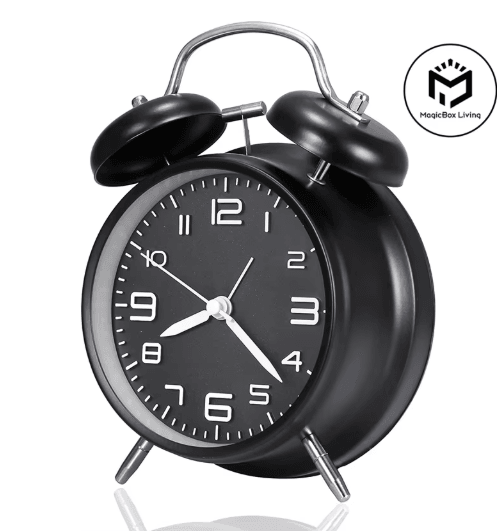 Classic Twin Bell Alarm Clock Loud Metal Desk Clock with Backlight Display