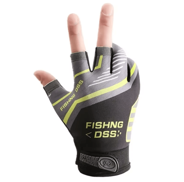 Breathable Ice Silk Fishing Gloves 3-Finger Cut Anti-Slip Sun Protection Gloves for Men