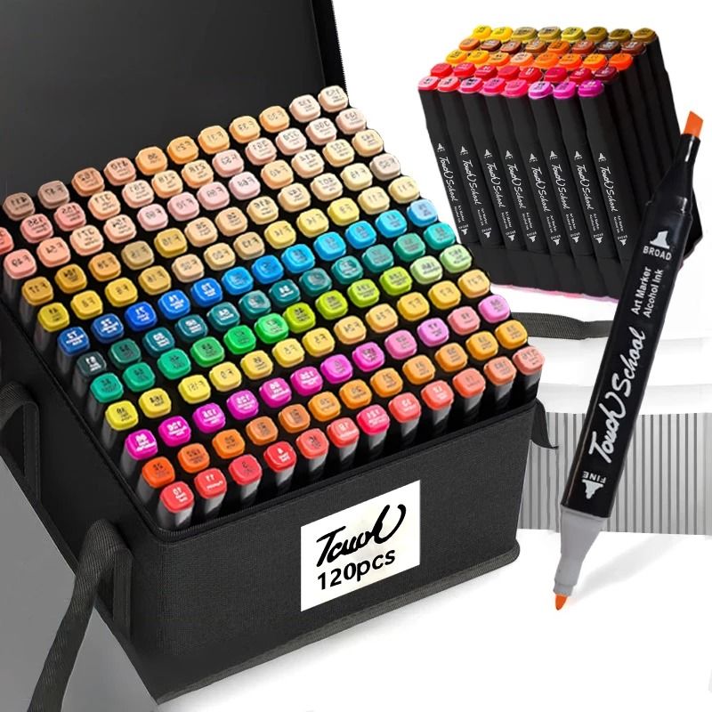 Dual Brush Tip Permanent Alcohol Markers – Professional Art Set for Drawing & Sketching