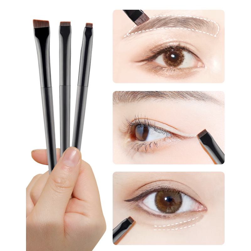 Professional 3 Brush Set Eyeliner Brushes for Eyebrows and Eyes, Angled Makeup Brush Kit, Precision Eye Cosmetic Tools