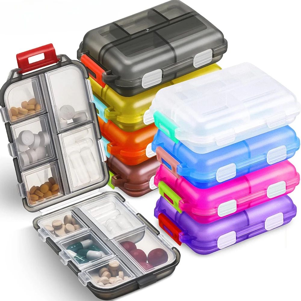 Travel Pill Organizer Box – 10-Grid Portable Weekly Pill Case for Purse & Pocket
