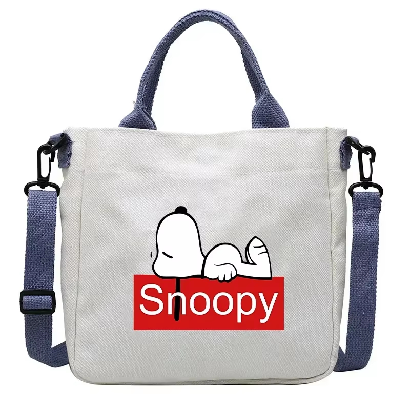 Snoopy Canvas Totes Bag Cute Cartoon Print One Shoulder Bag Large Capacity Satchel Crossbody for Girls and Students