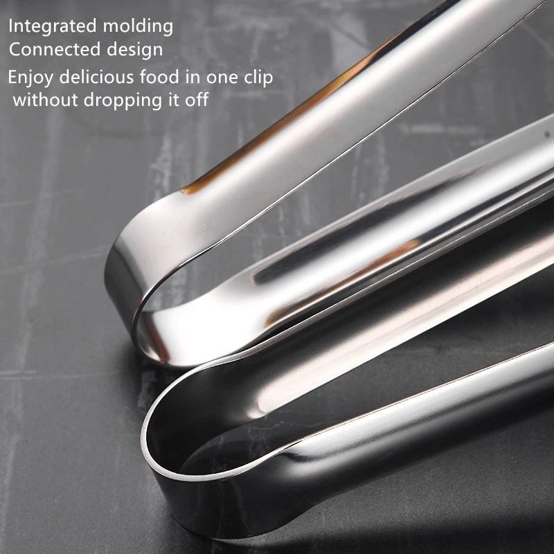 Stainless Steel Grill Tongs Food Clip BBQ Steak Bread Tong Cooking Utensil Non-Slip Kitchen Gadget