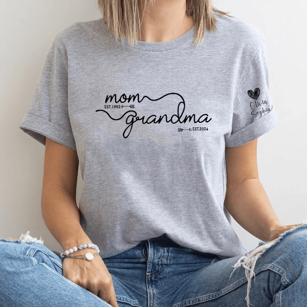Custom Grandma Est Year Shirt Comfort Colors Personalized Grandma Gift Tee