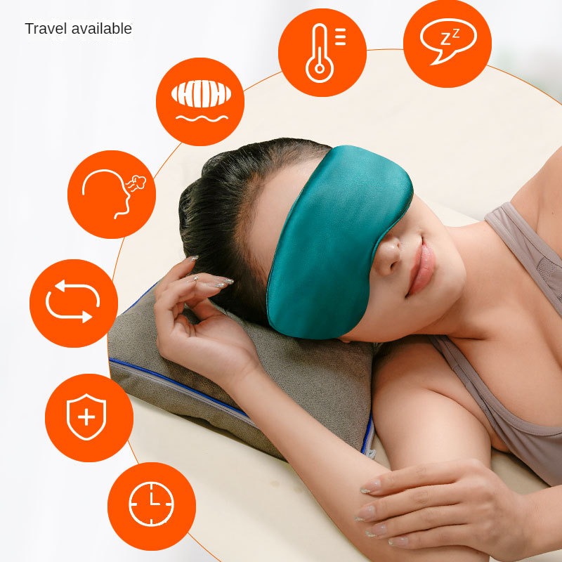 USB Heated Silk Eye Mask, Hot Steam Compress Sleep Mask Electrical Temperature Control Blindfold for Relaxation and Rest