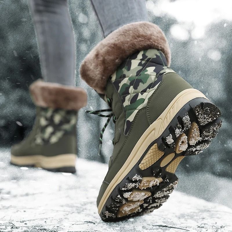 Womens Winter Snow Boots Warm Velvet Lined Non Slip Wide Toe Footwear