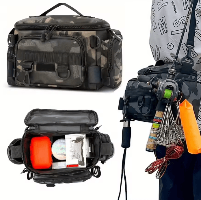 TrailMaster Canvas Fishing Waist Bag Crossbody Outdoor Gear Pack