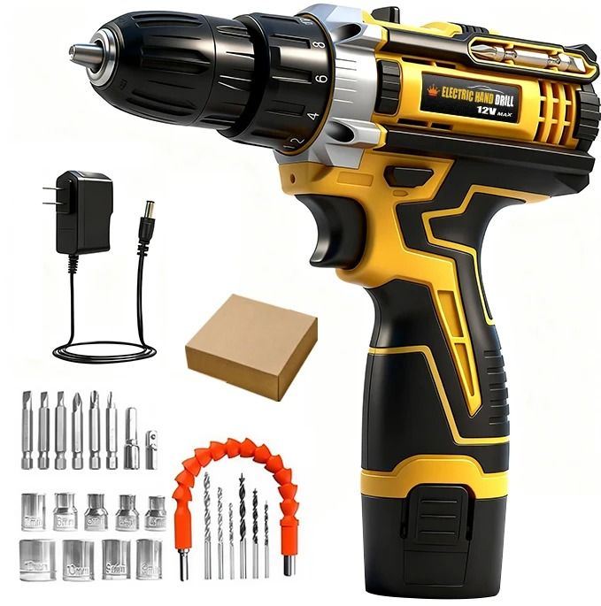 Lithium-Powered Electric Drill & Screwdriver Combo | Impact Driver Home DIY Kit | Executive Handheld Tool Suite
