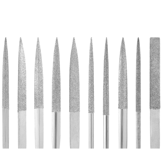 Diamond Needle File Set for Metal Carving and Craft Detailing 10 Piece Mini Hand Tool Kit